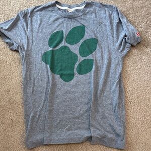 Gray T-Shirt with Green Paw Print